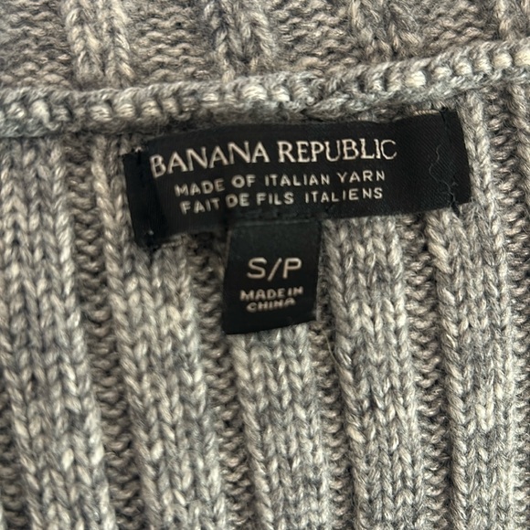 Banana Republic sz small Grey Gray wool knit turtleneck mixed-knit - Picture 4 of 8